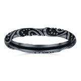 Bali Ring Oxidized Band Solid 925 Sterling Silver Thumb Ring (2.5mm)