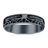 Growing Tree Ring Oxidized Band Solid 925 Sterling Silver Thumb Ring (5mm)
