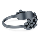 Daisies Ring Oxidized Band Solid 925 Sterling Silver Thumb Ring (7mm)