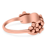 Daisies Ring Oxidized Band Solid 925 Sterling Silver Thumb Ring (7mm)