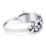 Daisies Ring Oxidized Band Solid 925 Sterling Silver Thumb Ring (7mm)