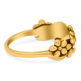 Daisies Ring Oxidized Band Solid 925 Sterling Silver Thumb Ring (7mm)