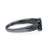 Daisies Plumeria Leaf Flower Ring Oxidized Band Solid 925 Sterling Silver Thumb Ring (6.5mm)