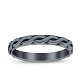 Braid Ring Oxidized Band Solid 925 Sterling Silver Thumb Ring (3mm)