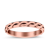Braid Ring Oxidized Band Solid 925 Sterling Silver Thumb Ring (3mm)