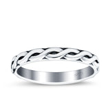 Braid Ring Oxidized Band Solid 925 Sterling Silver Thumb Ring (3mm)