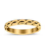 Braid Ring Oxidized Band Solid 925 Sterling Silver Thumb Ring (3mm)