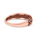 Flowers Ring Oxidized Band Solid 925 Sterling Silver Thumb Ring (5mm)