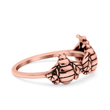 Bees Ring Oxidized Band Solid 925 Sterling Silver Thumb Ring (7.5mm)