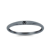 Paw Print Ring Oxidized Band Solid 925 Sterling Silver Thumb Ring (2.2mm)