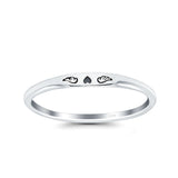 Heart & Wings Ring Oxidized Band Solid 925 Sterling Silver Thumb Ring (2.2mm)