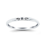 Paw Print & Wings Ring Oxidized Band Solid 925 Sterling Silver Thumb Ring (2.2mm)