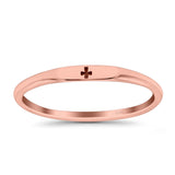 Small Cross Ring Oxidized Band Solid 925 Sterling Silver Thumb Ring (2.2mm)