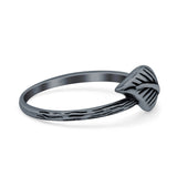 Leaf Ring Oxidized Band Solid 925 Sterling Silver Thumb Ring (7mm)
