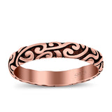 Filigree Ring Oxidized Band Solid 925 Sterling Silver Thumb Ring (3.7mm)