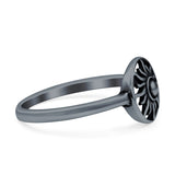 Sun Ring Oxidized Band Solid 925 Sterling Silver Thumb Ring (8mm)