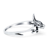 Bird Ring Oxidized Band Solid 925 Sterling Silver Thumb Ring (12mm)