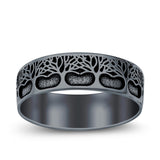 Trees Ring Oxidized Band Solid 925 Sterling Silver Thumb Ring (7mm)