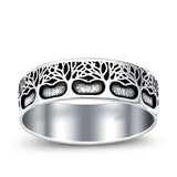 Trees Ring Oxidized Band Solid 925 Sterling Silver Thumb Ring (7mm)
