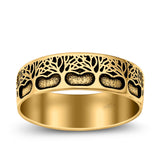 Trees Ring Oxidized Band Solid 925 Sterling Silver Thumb Ring (7mm)