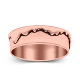 Mountains Ring Oxidized Band Solid 925 Sterling Silver Thumb Ring (6mm)