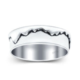 Mountains Ring Oxidized Band Solid 925 Sterling Silver Thumb Ring (6mm)