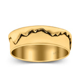 Mountains Ring Oxidized Band Solid 925 Sterling Silver Thumb Ring (6mm)