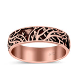Branches Ring Oxidized Band Solid 925 Sterling Silver Thumb Ring (6mm)
