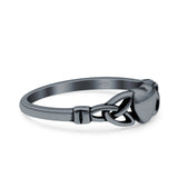 Heart Celtic Ring Oxidized Band Solid 925 Sterling Silver Thumb Ring (5mm)