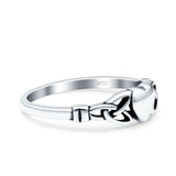 Heart Celtic Ring Oxidized Band Solid 925 Sterling Silver Thumb Ring (5mm)
