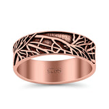 Tree Branches Ring Oxidized Band Solid 925 Sterling Silver Thumb Ring (7mm)