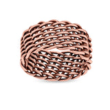 Weave Ring Oxidized Band Solid 925 Sterling Silver Thumb Ring (13mm)