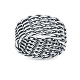 Weave Ring Oxidized Band Solid 925 Sterling Silver Thumb Ring (13mm)