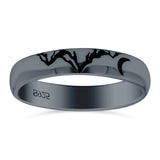 Mountains Ring Oxidized Band Solid 925 Sterling Silver Thumb Ring (4mm)