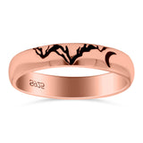 Mountains Ring Oxidized Band Solid 925 Sterling Silver Thumb Ring (4mm)