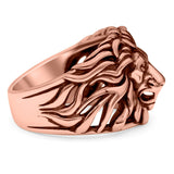 Lion Head Ring Oxidized Band Solid 925 Sterling Silver (16.5mm)
