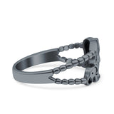 Mama and Baby Elephant Oxidized Solid 925 Sterling Silver (9mm)
