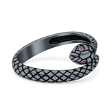 Snake Ring Oxidized Band Solid 925 Sterling Silver Thumb Ring (10mm)