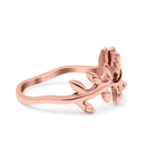 Leaves Ring Oxidized Band Solid 925 Sterling Silver Thumb Ring (8.1mm)