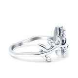 Leaves Ring Oxidized Band Solid 925 Sterling Silver Thumb Ring (8.1mm)