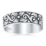 Filigree Vine Ring Oxidized Band Solid 925 Sterling Silver Thumb Ring (6mm)