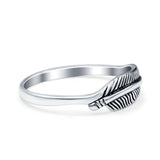 Sideways Feather Ring Oxidized Solid 925 Sterling Silver Thumb Ring (6mm)
