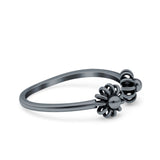 Flowers Ring Oxidized Band Solid 925 Sterling Silver Thumb Ring (6mm)