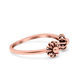 Flowers Ring Oxidized Band Solid 925 Sterling Silver Thumb Ring (6mm)