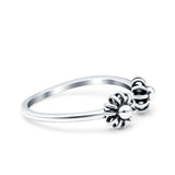 Flowers Ring Oxidized Band Solid 925 Sterling Silver Thumb Ring (6mm)