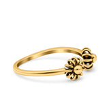 Flowers Ring Oxidized Band Solid 925 Sterling Silver Thumb Ring (6mm)