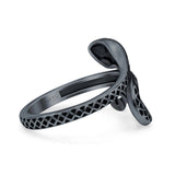 Snake Ring Oxidized Band Solid 925 Sterling Silver Thumb Ring (18mm)
