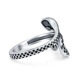 Snake Ring Oxidized Band Solid 925 Sterling Silver Thumb Ring (18mm)