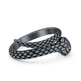 Snake Ring Oxidized Band Solid 925 Sterling Silver Thumb Ring (12mm)