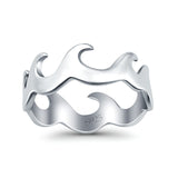Wave Ring Oxidized Band Solid 925 Sterling Silver Thumb Ring (7mm)